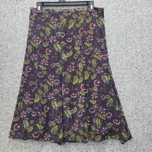 Sag Harbor Floral Midi Skirt Purple Pink Green Women Size 8 Pleated Zip